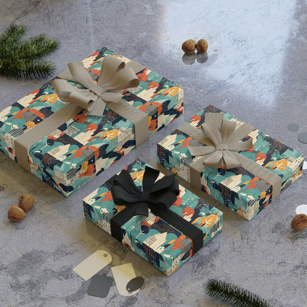 Abstract Forest Gift Wrap Roll — Midcentury Geometric Wrapping Paper
