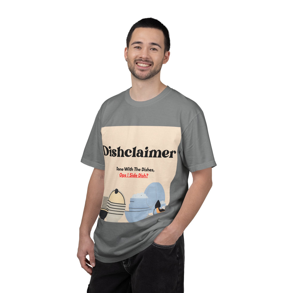 Dishclaimer graphic T-shirt | retro kitchen dishes illustration