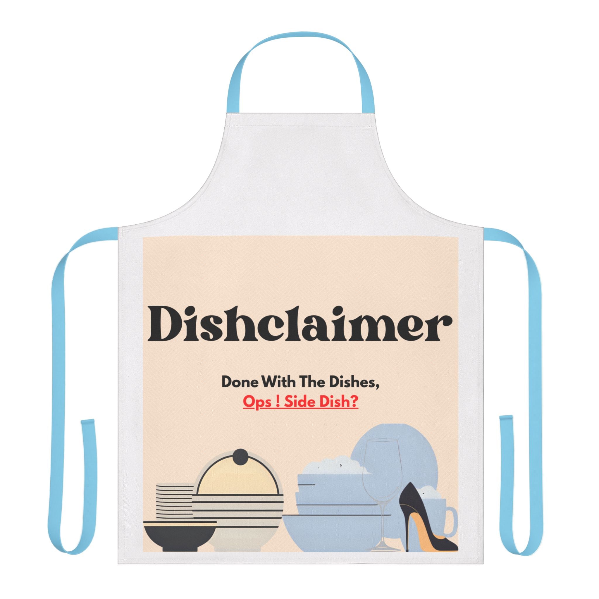 Dishclaimer apron | Funny kitchen dishes design, high heels and plates