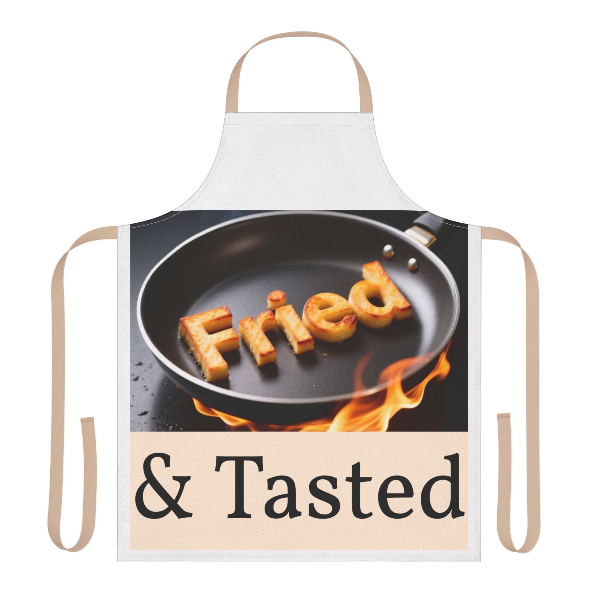 Fried & Tasted Apron | Cooking Pan Design, Flames Graphic