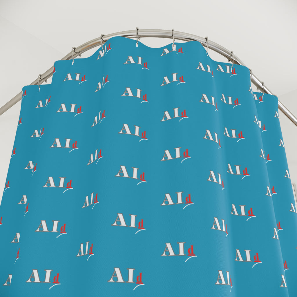 AI-Themed Shower Curtain — Retro Tech Pattern for AI Enthusiasts