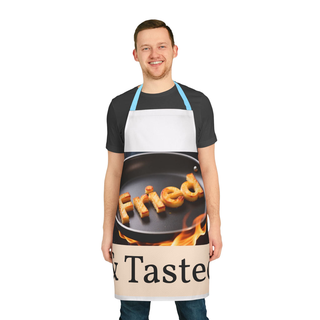 Fried & Tasted Apron | Cooking Pan Design, Flames Graphic
