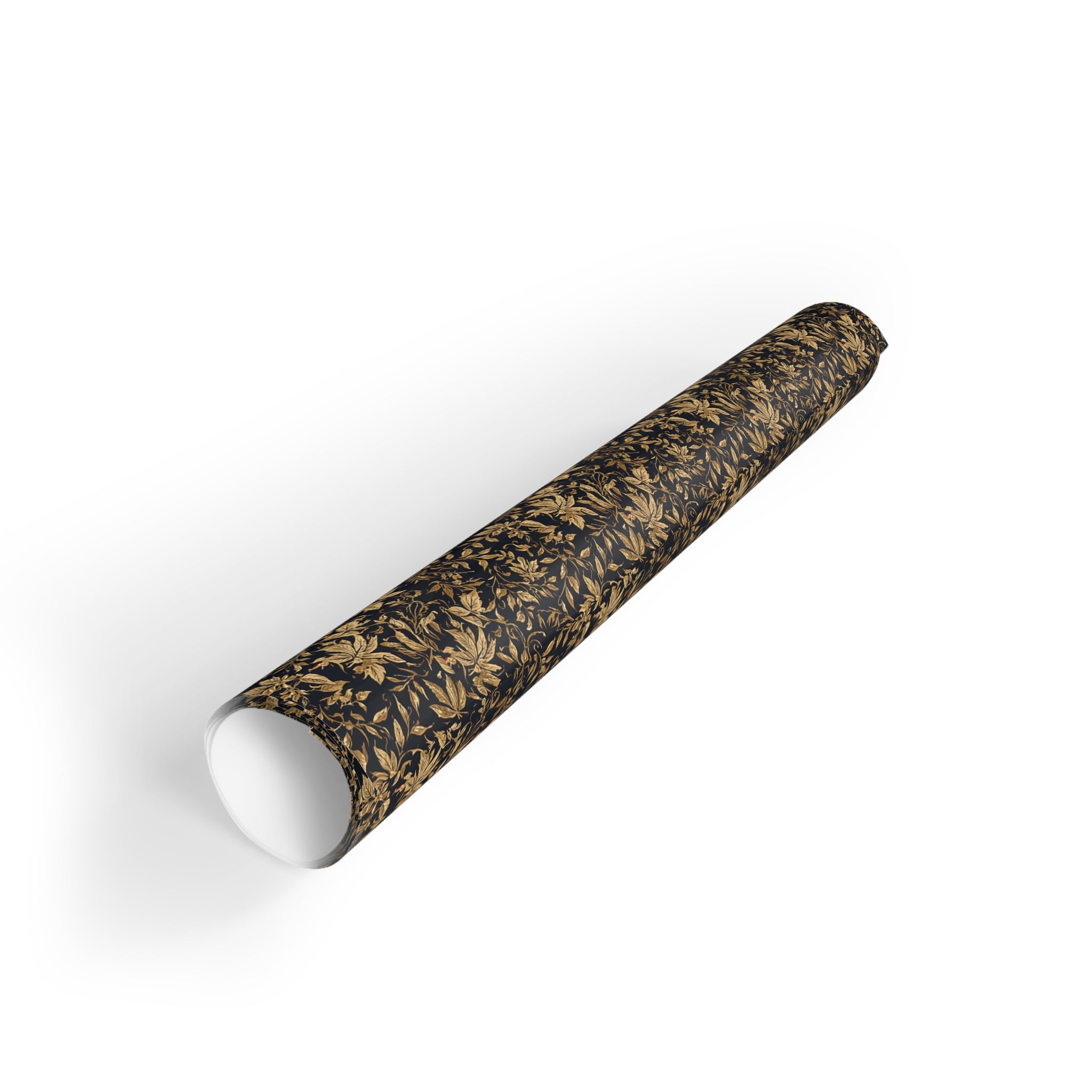 Gold Foil Floral Gift Wrap Roll — Elegant Black & Gold Wrapping Paper