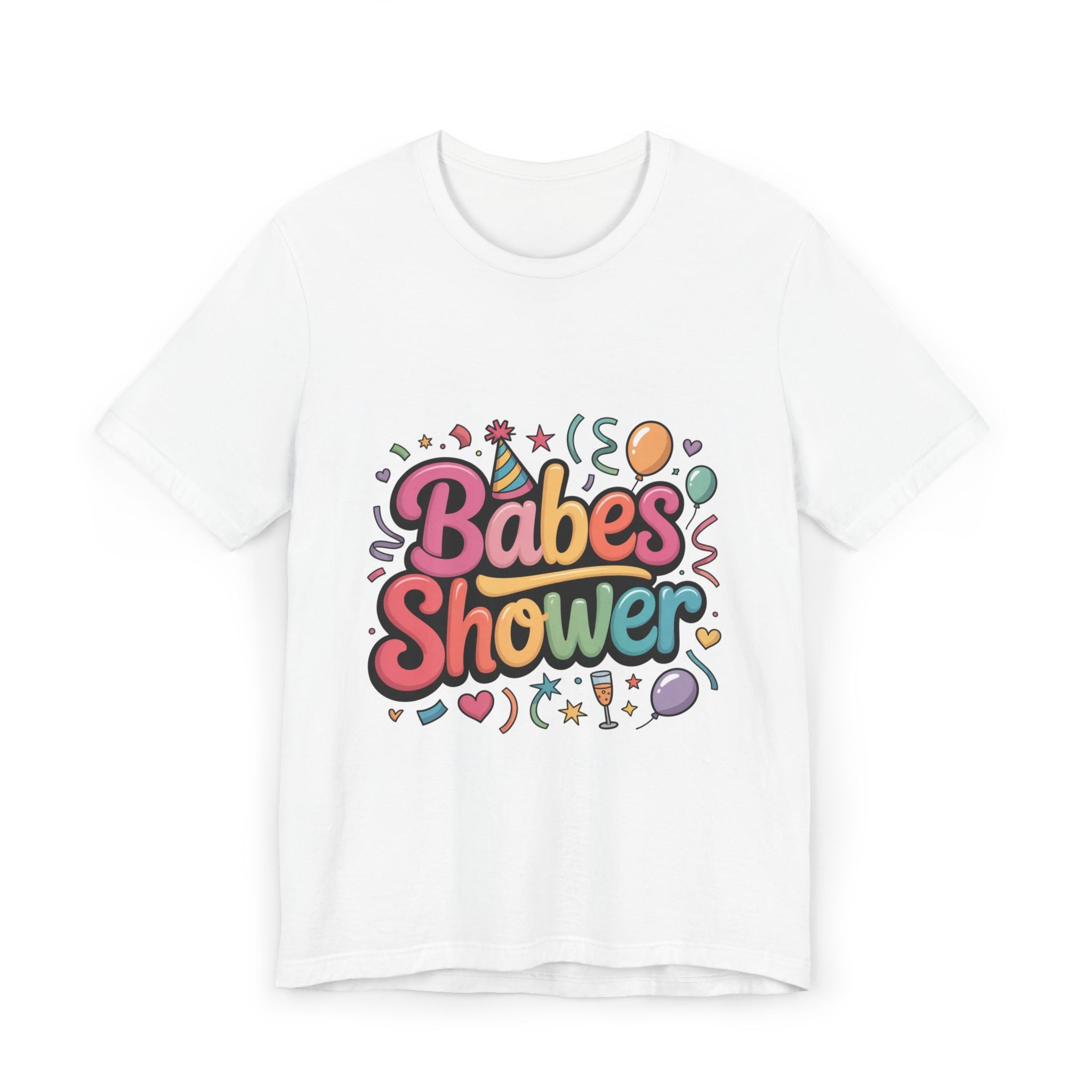 Babes Shower T-Shirt | Bachelorette Party Balloons Confetti Design