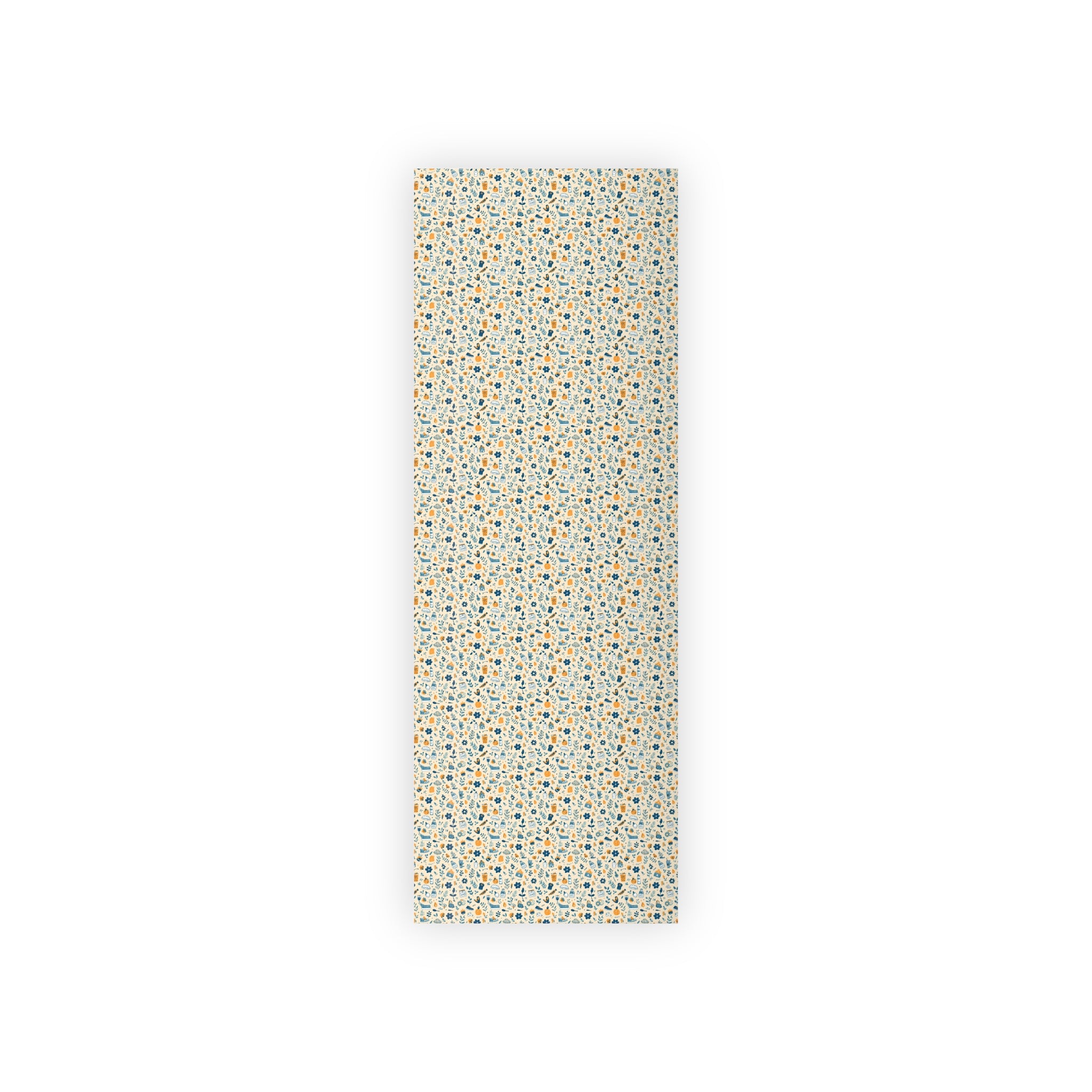 Floral Ditsy Gift Wrap Roll — Vintage Blue & Mustard Wrapping Paper