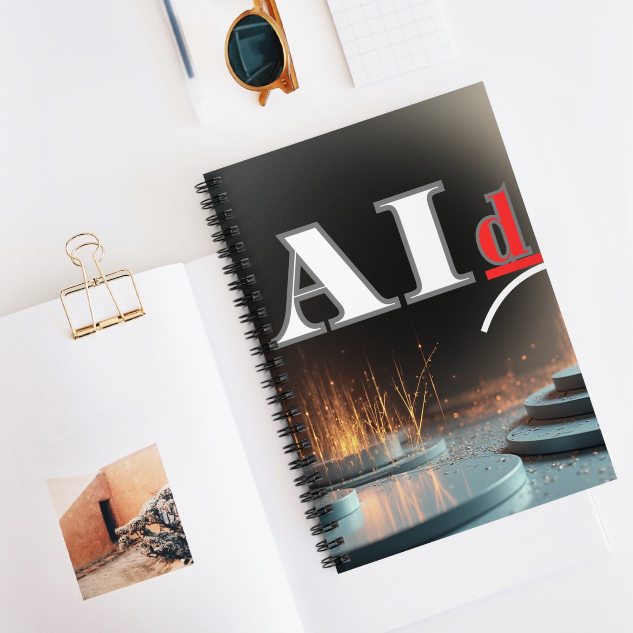 AI-Themed Futuristic Tech Spiral Notebook — Ruled Journal