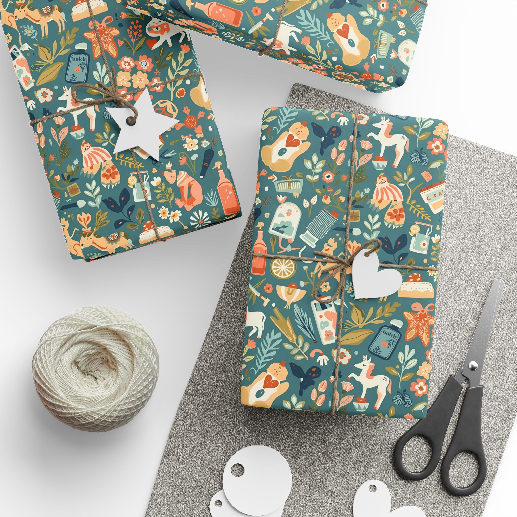 Floral Guitar Wrapping Paper — Retro Music Lover Gift Wrap