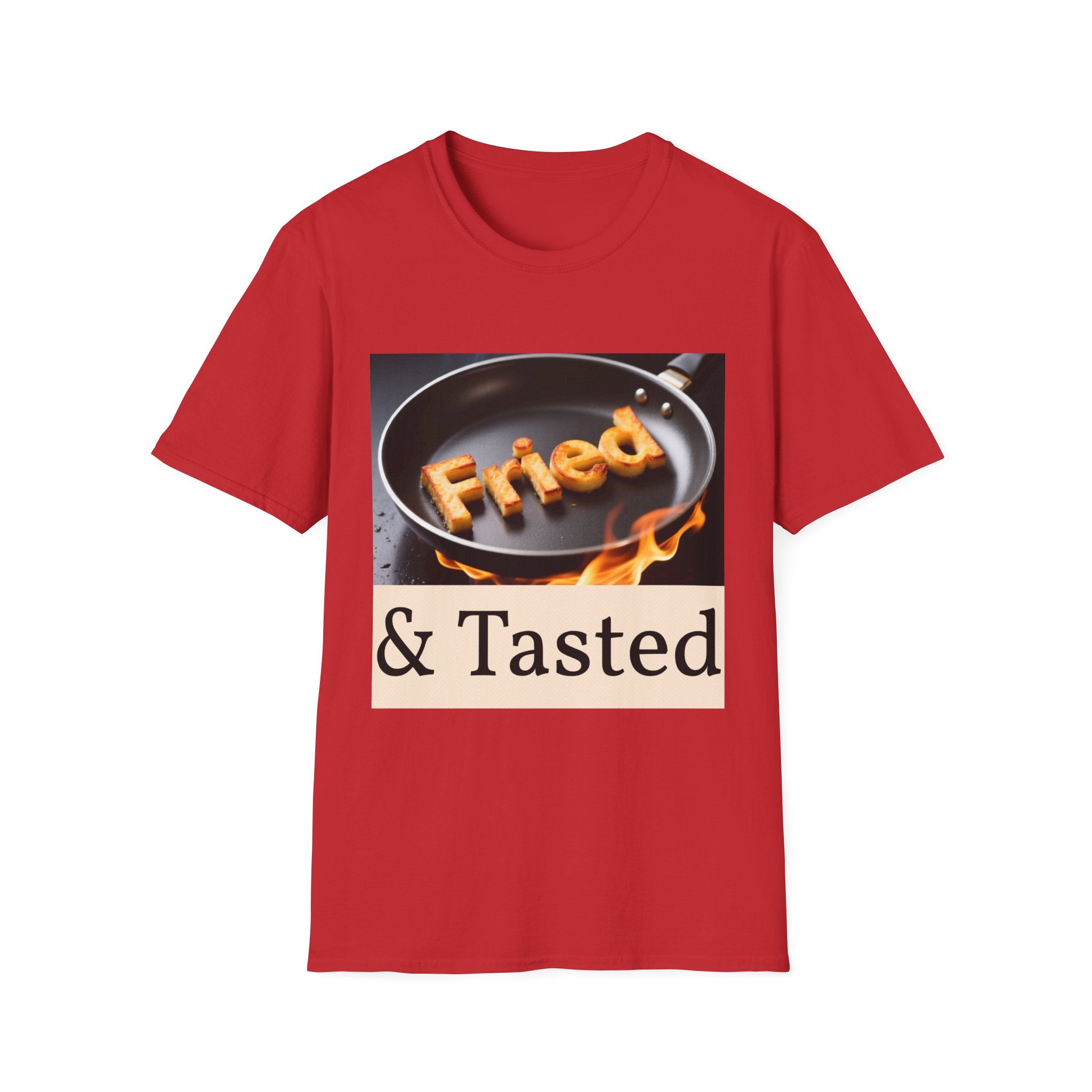 Fried & Tasted T-Shirt | Flaming Frying Pan Typography Design