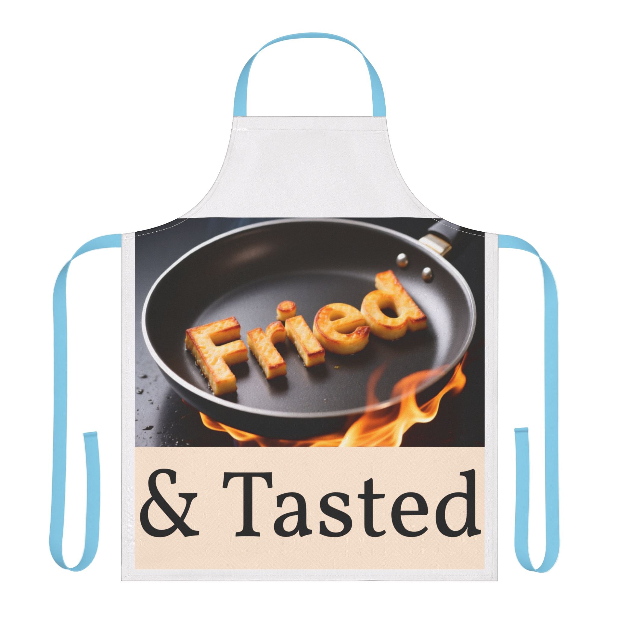 Fried & Tasted Apron | Cooking Pan Design, Flames Graphic