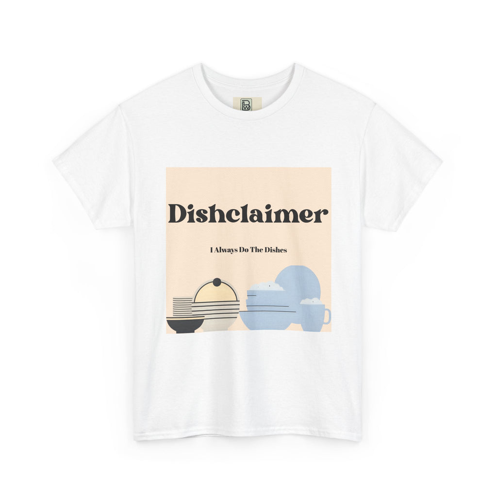Dishclaimer plate stack graphic Tee | Dishwashing humor kitchen design