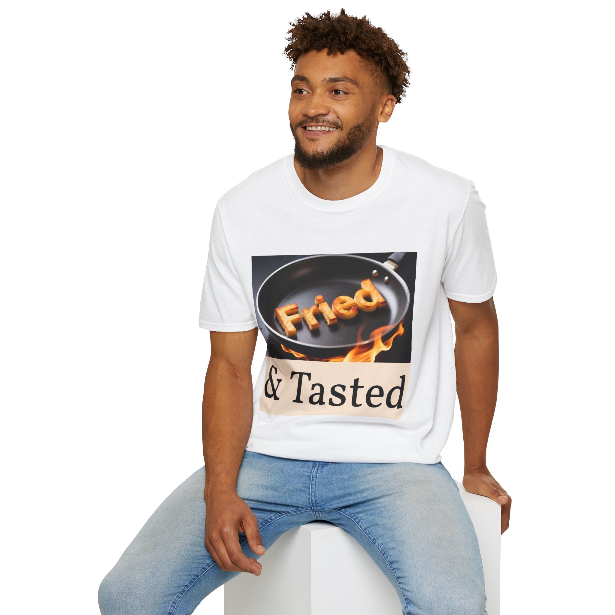 Fried & Tasted T-Shirt | Flaming Frying Pan Typography Design