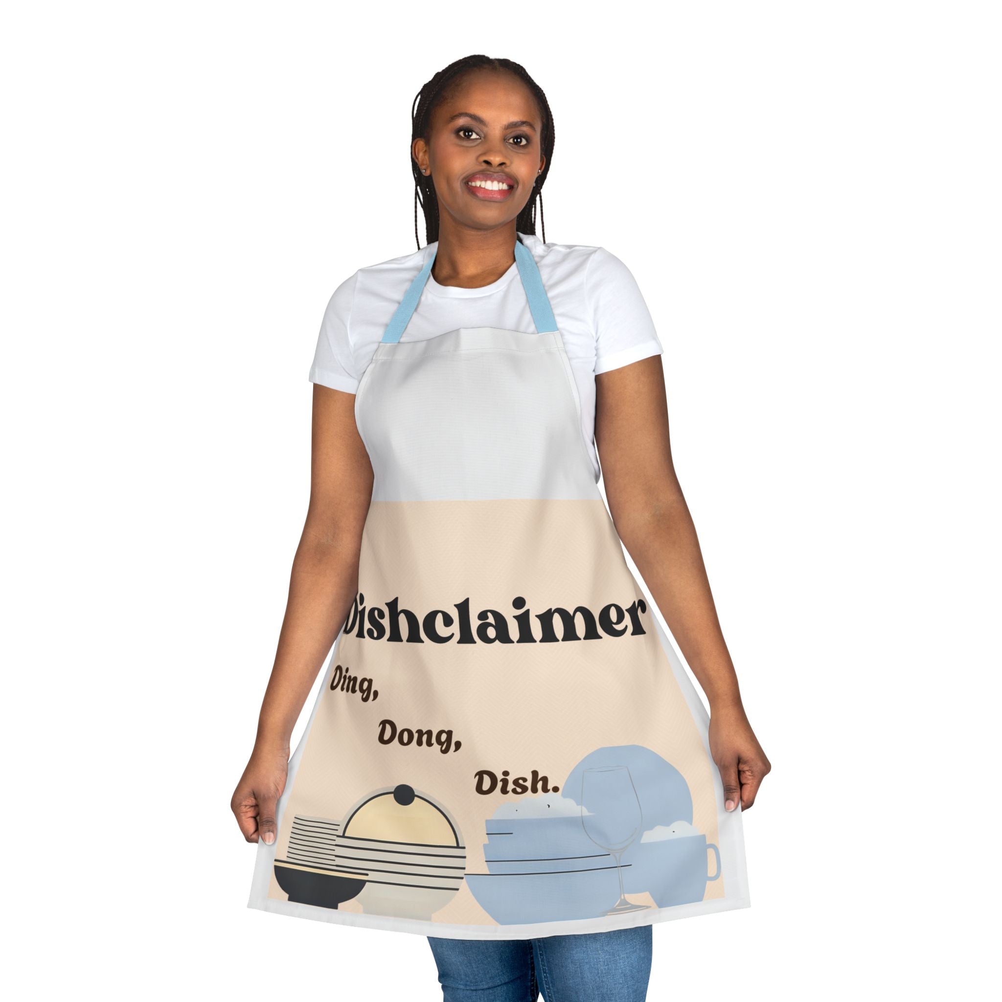 Dishclaimer Ding Dong Dish apron | kitchen dishes illustration