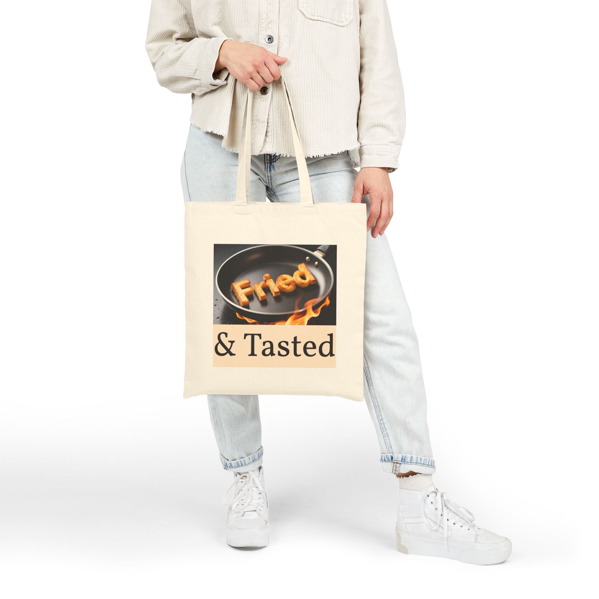 Fried & Tasted Tote Bag | Cooking Pan Graphic, Food Humor