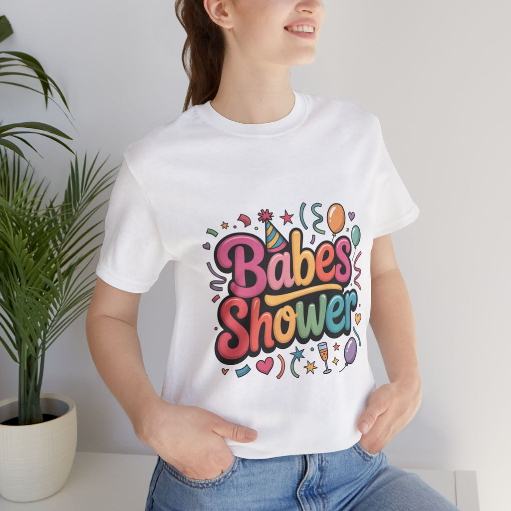 Babes Shower T-Shirt | Bachelorette Party Balloons Confetti Design