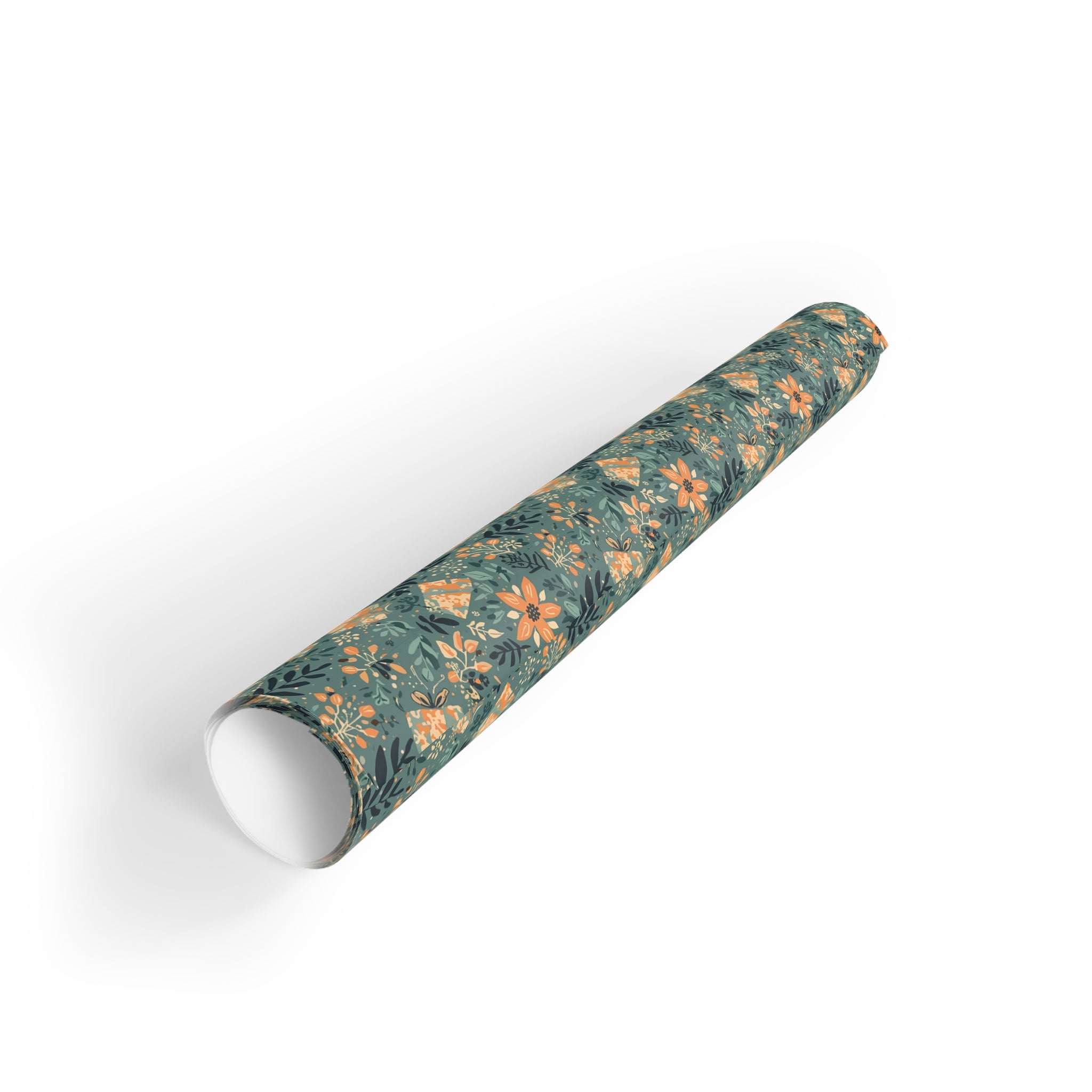 Floral Mosaic Gift Wrap Roll — Green Vintage Daisy Wrapping Paper