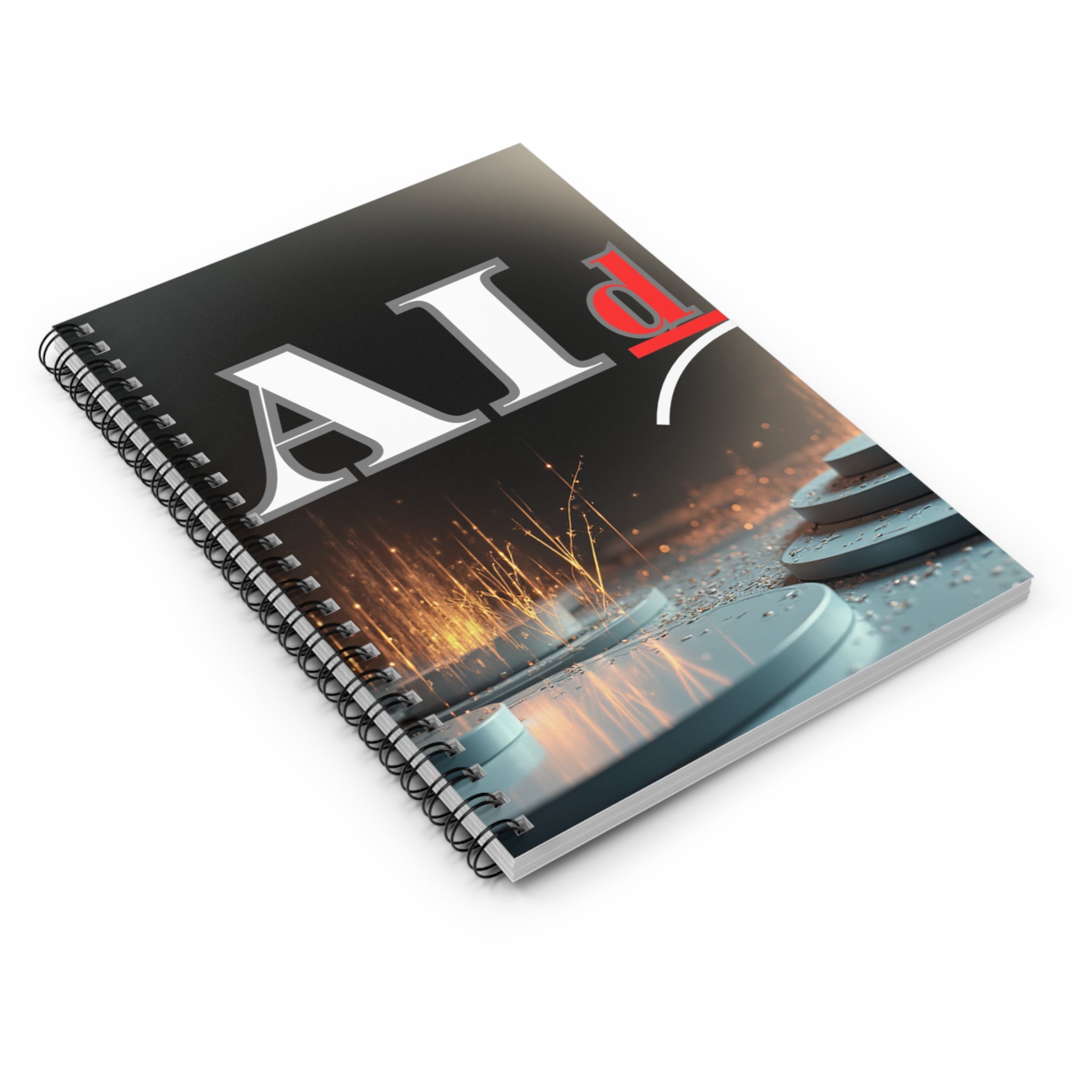 AI-Themed Futuristic Tech Spiral Notebook — Ruled Journal