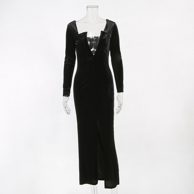 Pack hip split velvet dress