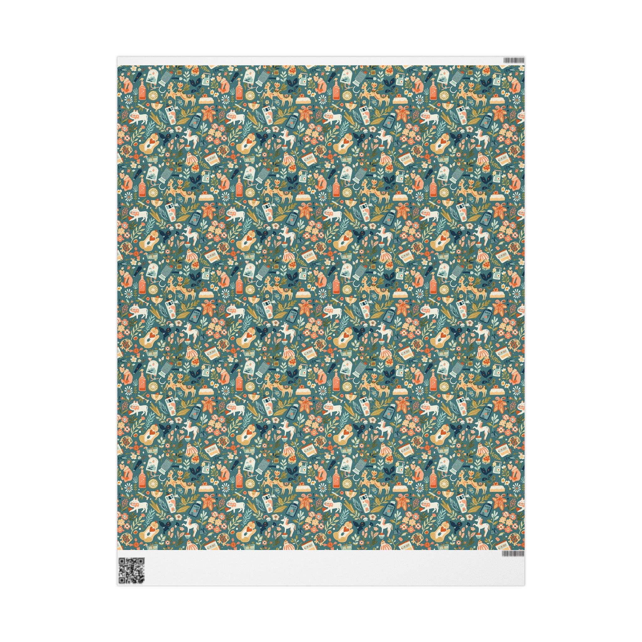 Floral Guitar Wrapping Paper — Retro Music Lover Gift Wrap