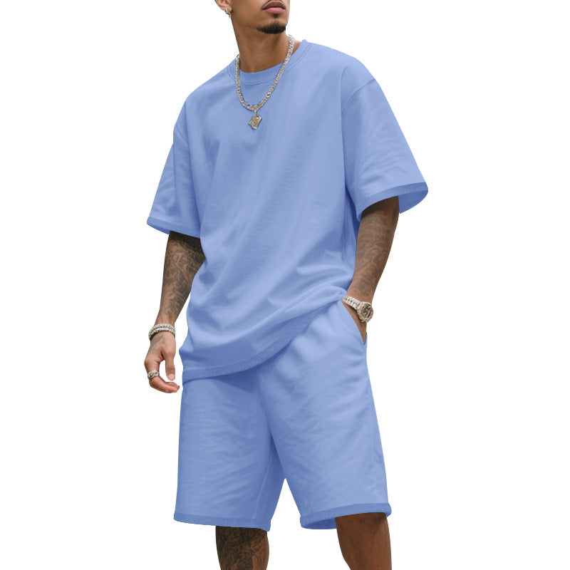 Mens Loose-Fit Summer Sports Short-Sleeve Suit