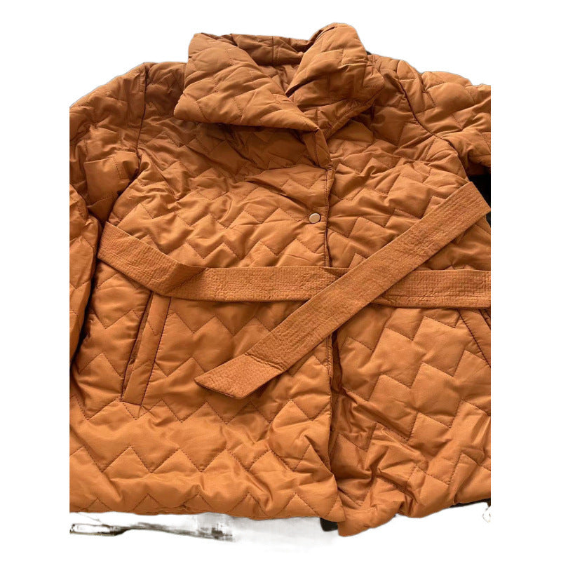 Women's Elegant Waist-Cinching Cotton-Padded Jacket