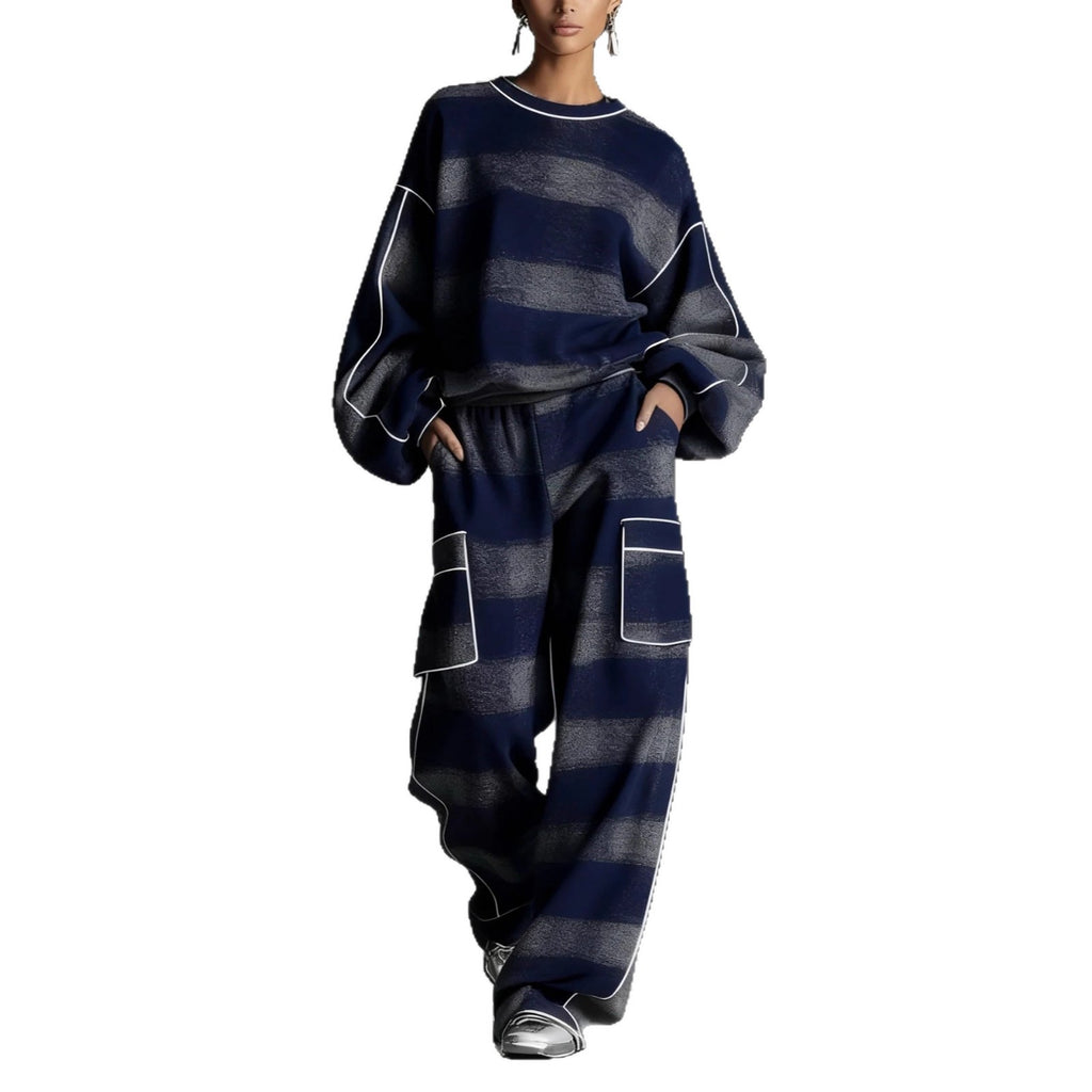 Women's Independent Brand Street Style Distressed Plaid Pantsuit With Contrasting Piping