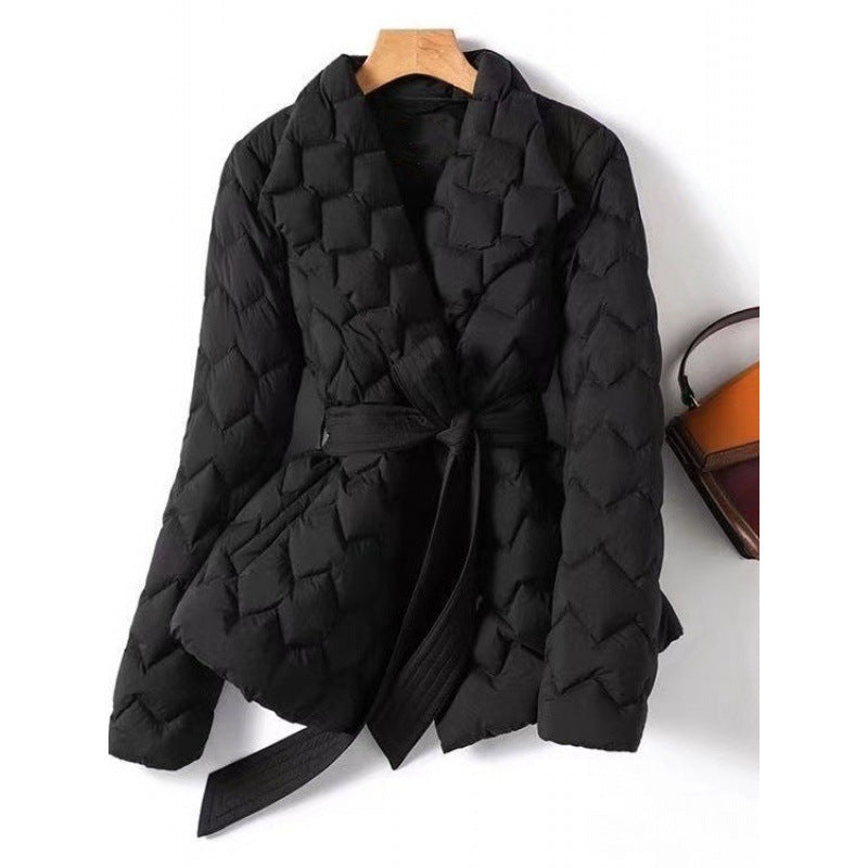 Women's Elegant Waist-Cinching Cotton-Padded Jacket