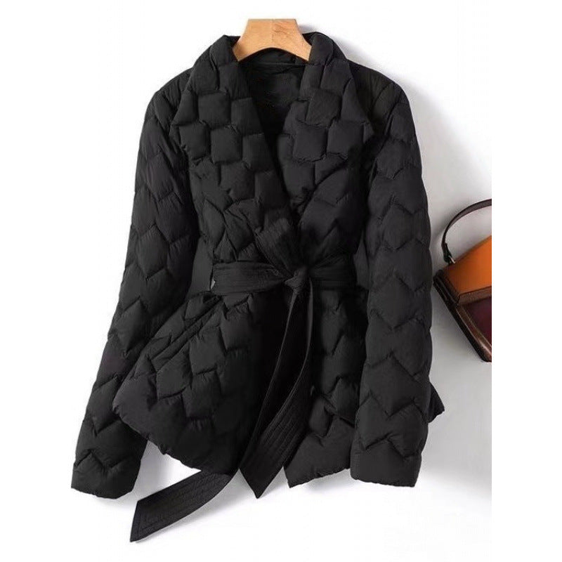 Women's Elegant Waist-Cinching Cotton-Padded Jacket